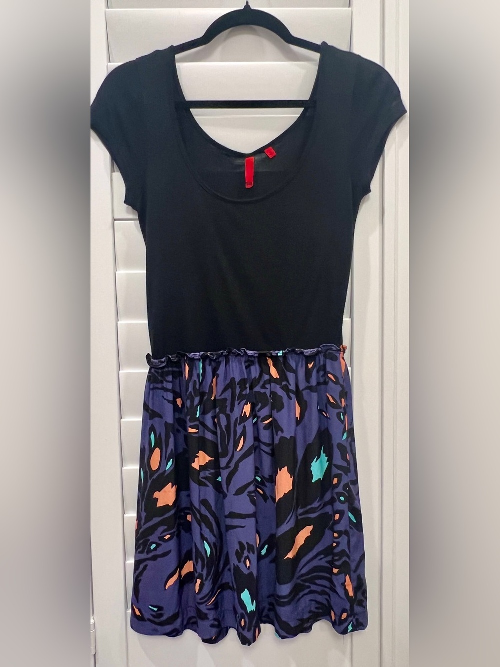 5/48 Black Top with Abstract Print Dress